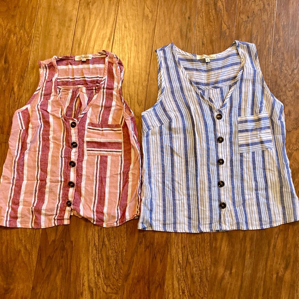 Rewind Linen V Neck Button Down Blouse - Picture 2 of 6